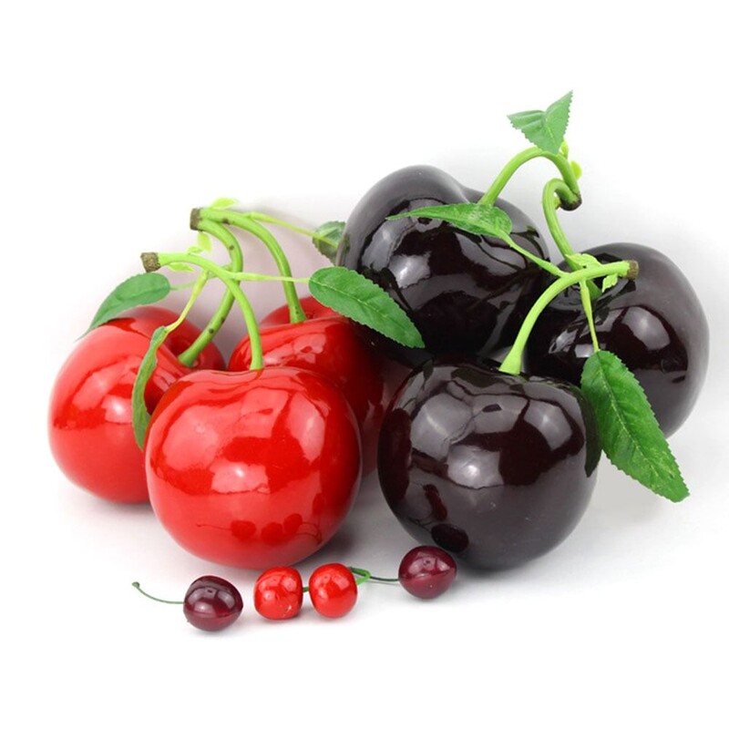 Jauns mākslīgo sarkano ķiršu simulācijas augļu modelis mākslīgās pārtikas mājas dekorēšana galddatora ornamentu ballīšu piederumi foto rekvizīti Amatniecība