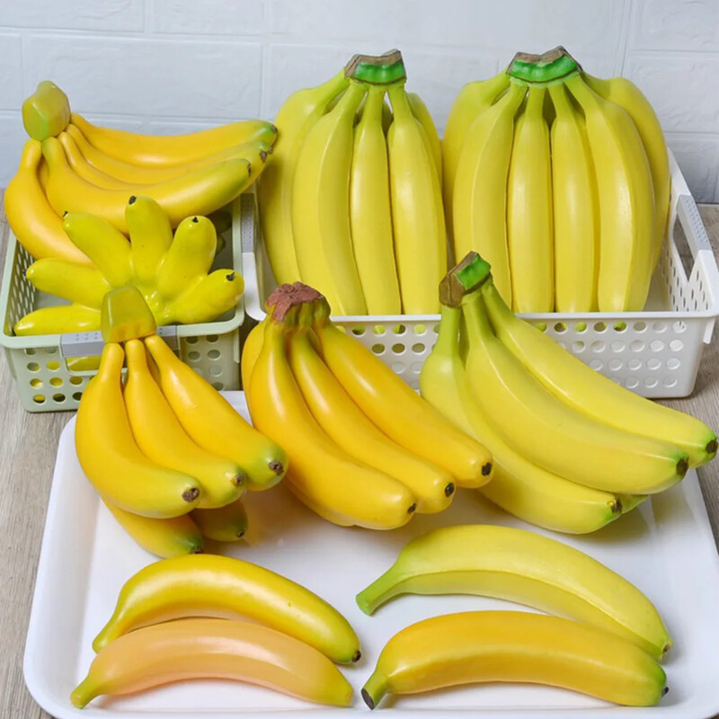 Mākslīgo banānu viltotu augļu plastmasas modelis Dekoratīvs mājas augļu veikals Fotorekvizītu displeja simulācija Banānu mājas dekorēšana