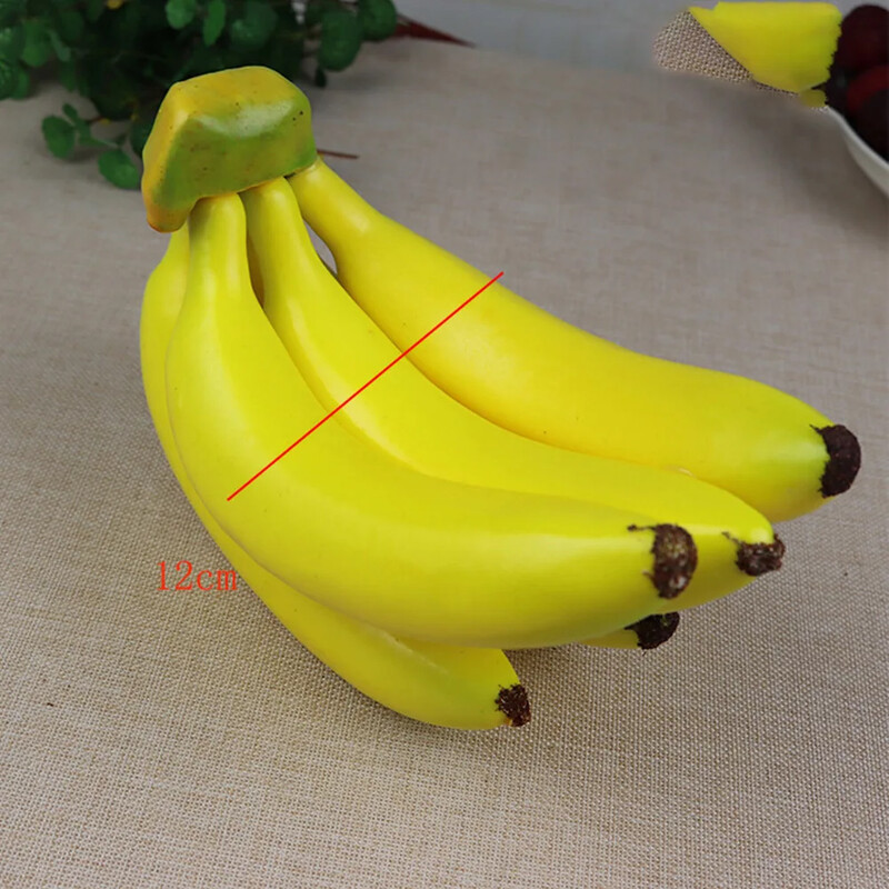 Mākslīgo banānu viltotu augļu plastmasas modelis Dekoratīvs mājas augļu veikals Fotorekvizītu displeja simulācija Banānu mājas dekorēšana
