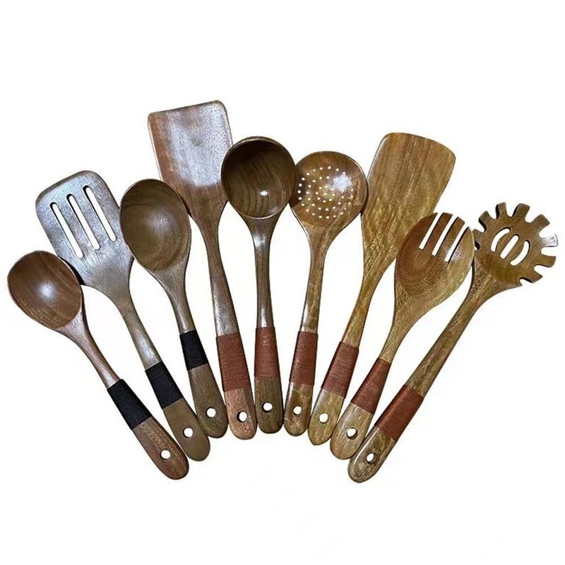 Tikmedžio natūralaus medžio stalo reikmenys Šaukštas rankena medinis ryžių įrankis Šaukštas medinis valgomasis šaukštas šaukštas Kookgerei virimo kaušas Virtuvė S6h5