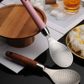 Patvarus 304 nerūdijančio plieno ryžių šaukštas Daugiafunkcis medinis nepridegantis ryžių kastuvas Virtuvės maisto gaminimo reikmenys