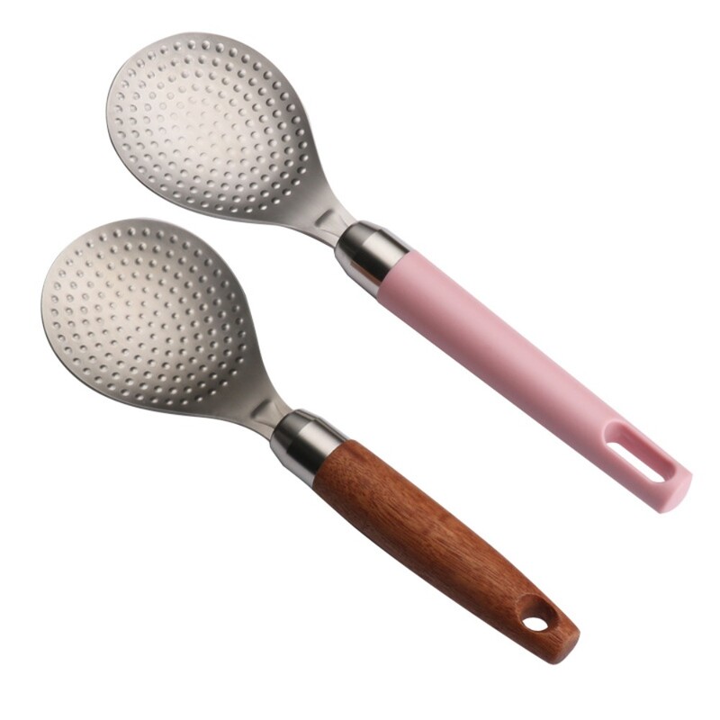 Patvarus 304 nerūdijančio plieno ryžių šaukštas Daugiafunkcis medinis nepridegantis ryžių kastuvas Virtuvės maisto gaminimo reikmenys