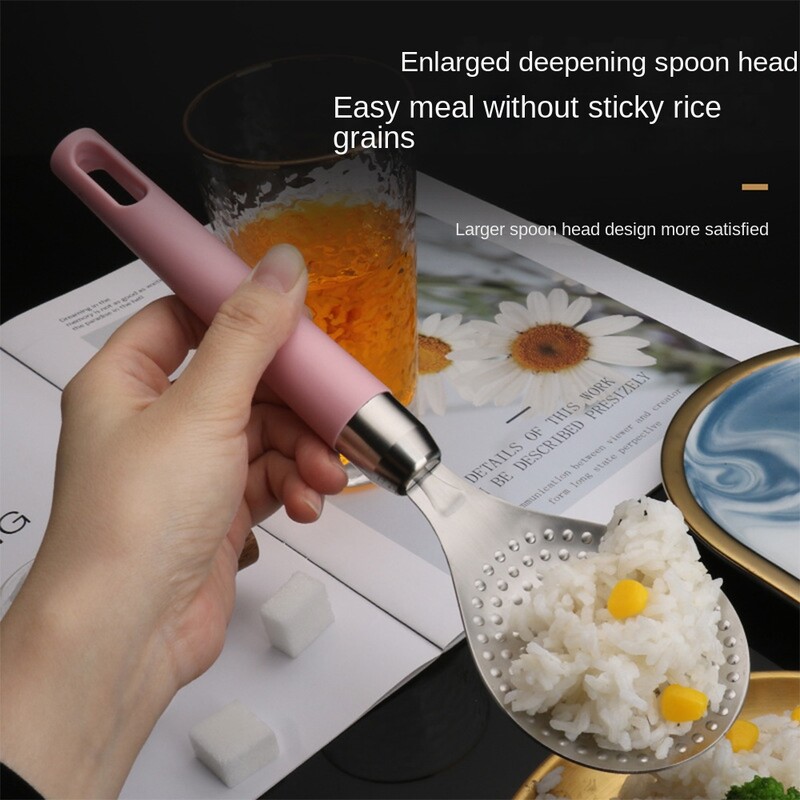 Patvarus 304 nerūdijančio plieno ryžių šaukštas Daugiafunkcis medinis nepridegantis ryžių kastuvas Virtuvės maisto gaminimo reikmenys