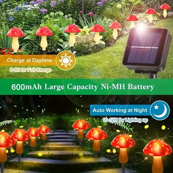 20/12/8LEDS Solar Panel Mushroom Fairy Light Διακόσμηση εξωτερικού χώρου κήπου Αδιάβροχη αυλή με φωτιστικό για Χριστουγεννιάτικη διακόσμηση γάμου