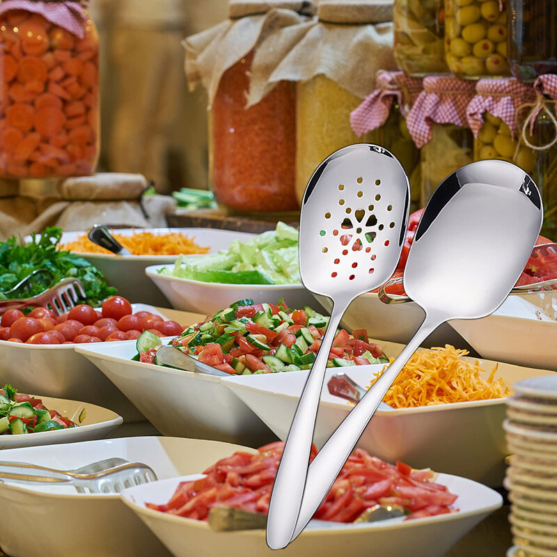 Nerūdijančio plieno didelis serviravimo šaukštas Namų vakarėliui banketui stalo reikmenys suaugusiems maitinimas švediškas stalas ryžiai mentele Vakarienės virtuvės reikmenys