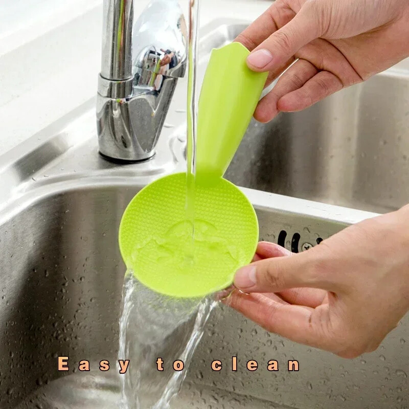 Nelipnus plastikinis ryžių šaukštelis mielas veidukas, ryžių mentelė, viryklė Ilga kepimo ryžių kaušelis virtuvės reikmenys stalo įrankiai