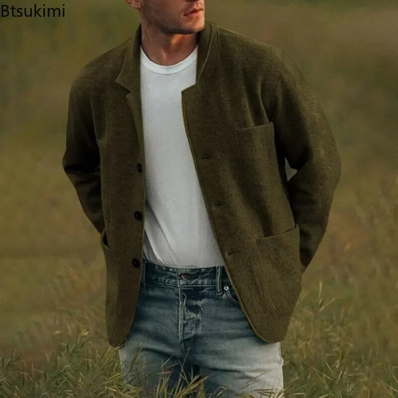 2024 Jachetă pentru bărbați Jachete solide Jachetă pentru bărbați Costum slim fit ocazional Jachetă de designer Moda Streetwear Îmbrăcăminte de exterior Îmbrăcăminte pentru bărbați