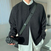 Kardigán barna nyakú kötött pulóver férfi kabát dzseki körgallér fekete férfi ruházat elegáns pulóver tervező luxus mód