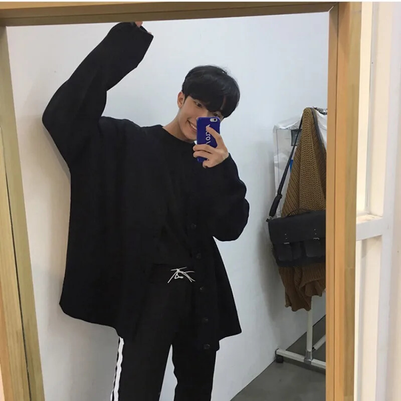 Jakas trikotāžas džemperi vīriešiem bez kapuces V kakla vienkrāsains vīriešu apģērbs vienkāršs ielas neglīts kokvilnas S Japāņu retro apvalks Old A