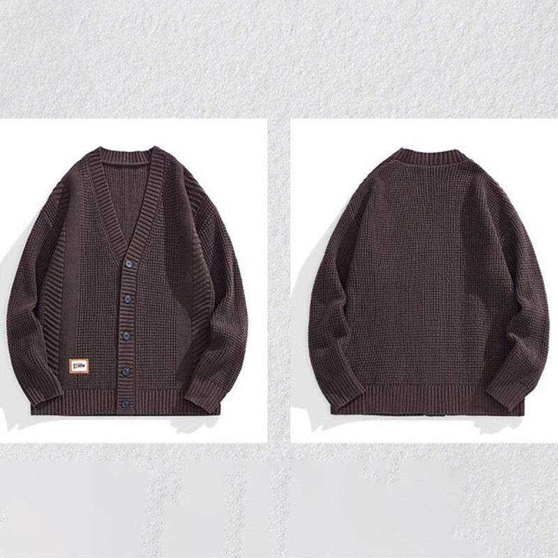 Vīriešu rudens un ziemas modes jaka džempera pogjaka, pieguļoša luksusa zīmola trikotāžas biezai džempera jakai