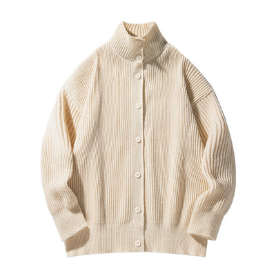 Pulóver Magas gallérral Lazy szél kardigán Férfi kötöttáru bő ugarkabát Trendi Fash Haladó érzés Ősz és tél Új stílus