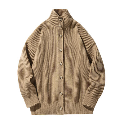 Pulóver Magas gallérral Lazy szél kardigán Férfi kötöttáru bő ugarkabát Trendi Fash Haladó érzés Ősz és tél Új stílus