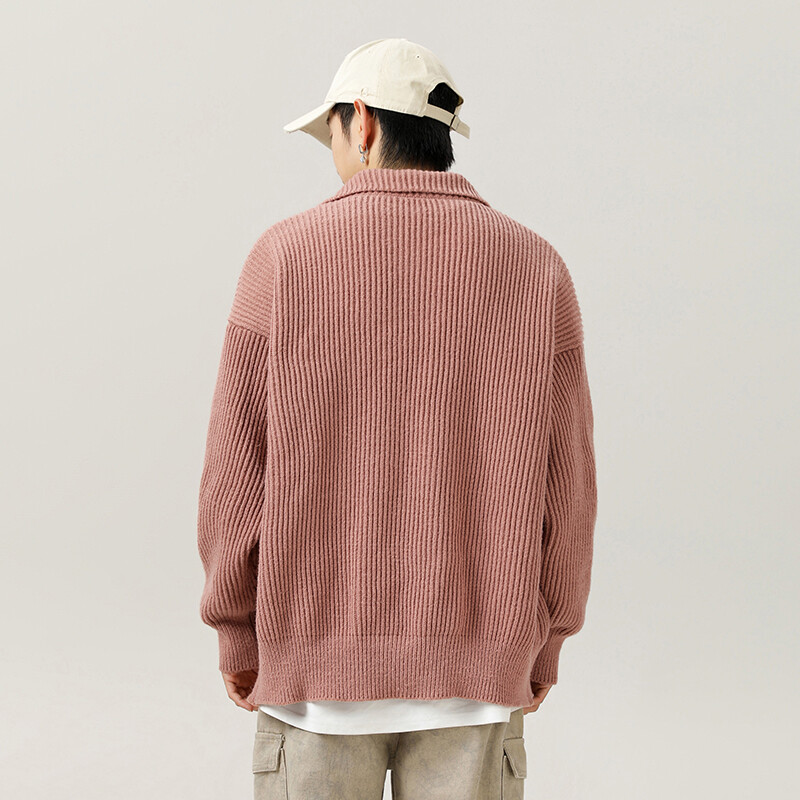 Pulóver Magas gallérral Lazy szél kardigán Férfi kötöttáru bő ugarkabát Trendi Fash Haladó érzés Ősz és tél Új stílus