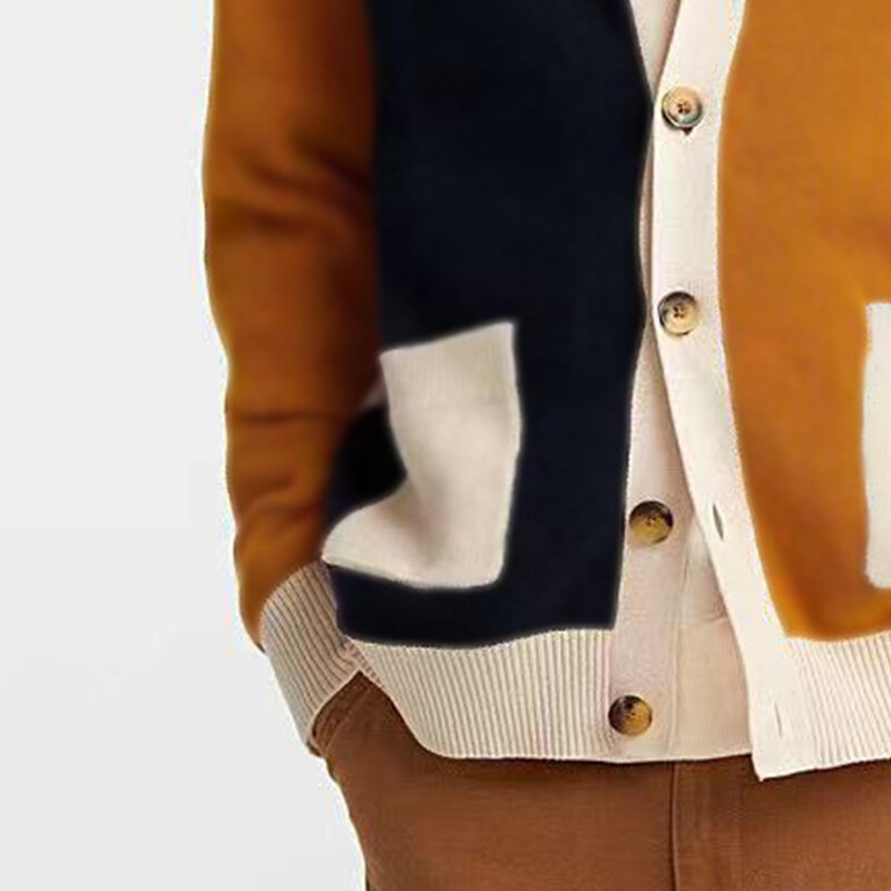 Férfi kardigán könnyű luxus Patchwork kötött V nyakú pulóver kabát hosszú ujjú szabadidő koreai népszerű ruházat Retro kötöttáru M-3XL