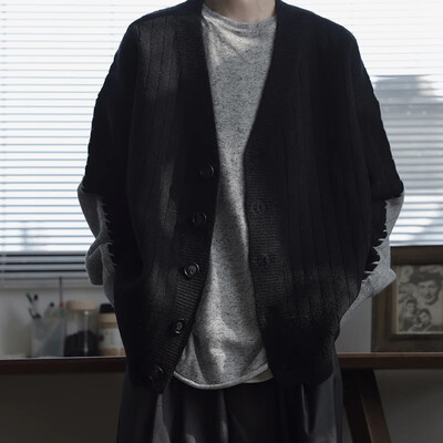 Masīvs vīriešu jaciņš ar vienrindu, brīvi, slinki pusaudžiem, izskatīgs temperaments, stilīgs pavasara rudens trikotāžas apģērbs unisex M-2XL iekšpuses