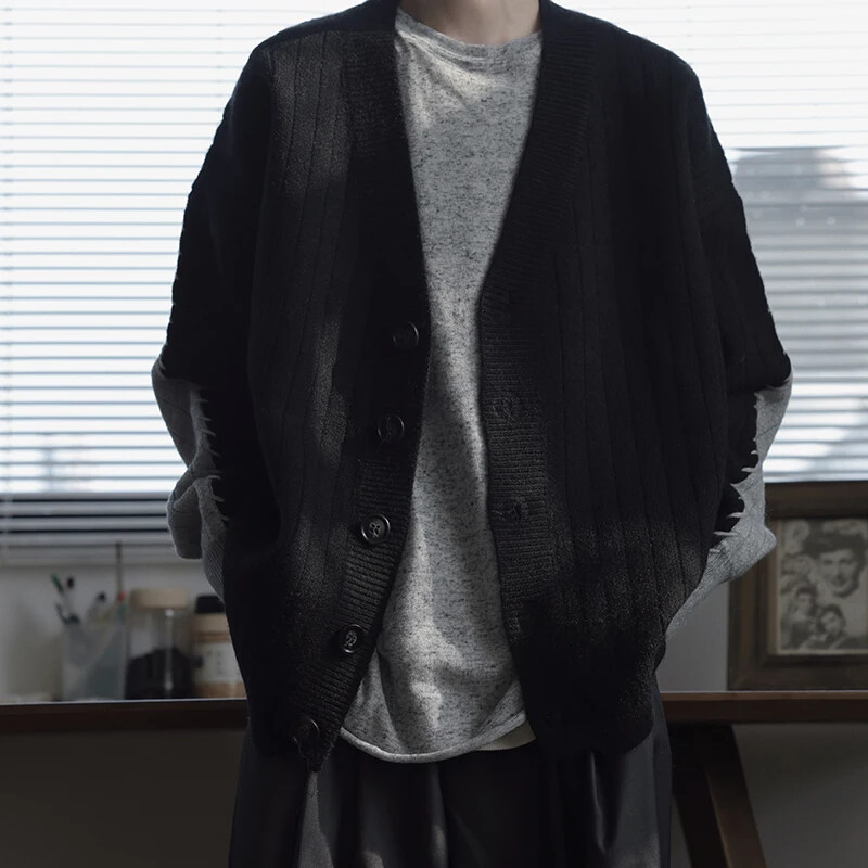 Masīvs vīriešu jaciņš ar vienrindu, brīvi, slinki pusaudžiem, izskatīgs temperaments, stilīgs pavasara rudens trikotāžas apģērbs unisex M-2XL iekšpuses