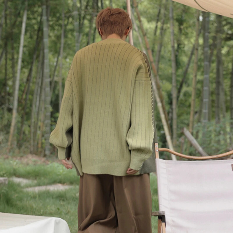 Masīvs vīriešu jaciņš ar vienrindu, brīvi, slinki pusaudžiem, izskatīgs temperaments, stilīgs pavasara rudens trikotāžas apģērbs unisex M-2XL iekšpuses