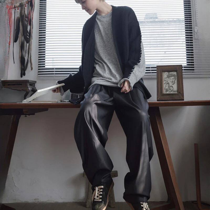 Masīvs vīriešu jaciņš ar vienrindu, brīvi, slinki pusaudžiem, izskatīgs temperaments, stilīgs pavasara rudens trikotāžas apģērbs unisex M-2XL iekšpuses