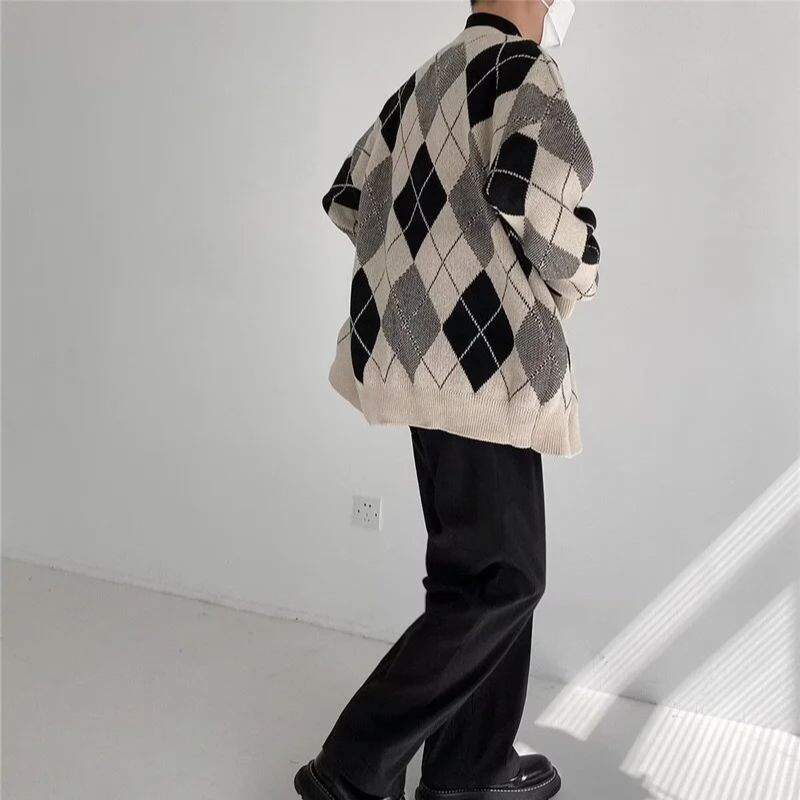 Dark Icon Jakas džemperis Vīriešu Lielizmēra ģeometrisks džemperis vīriešiem Rudens vintage apģērbs Vīriešu džemperi Trikotāžas izstrādājumi