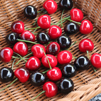 50/10Pcs Simulation Cherry Decor Μοντέλο τεχνητών φρούτων Fake Cherry Στολίδι Craft Food Photography Props Διακόσμηση για πάρτι σπιτιού