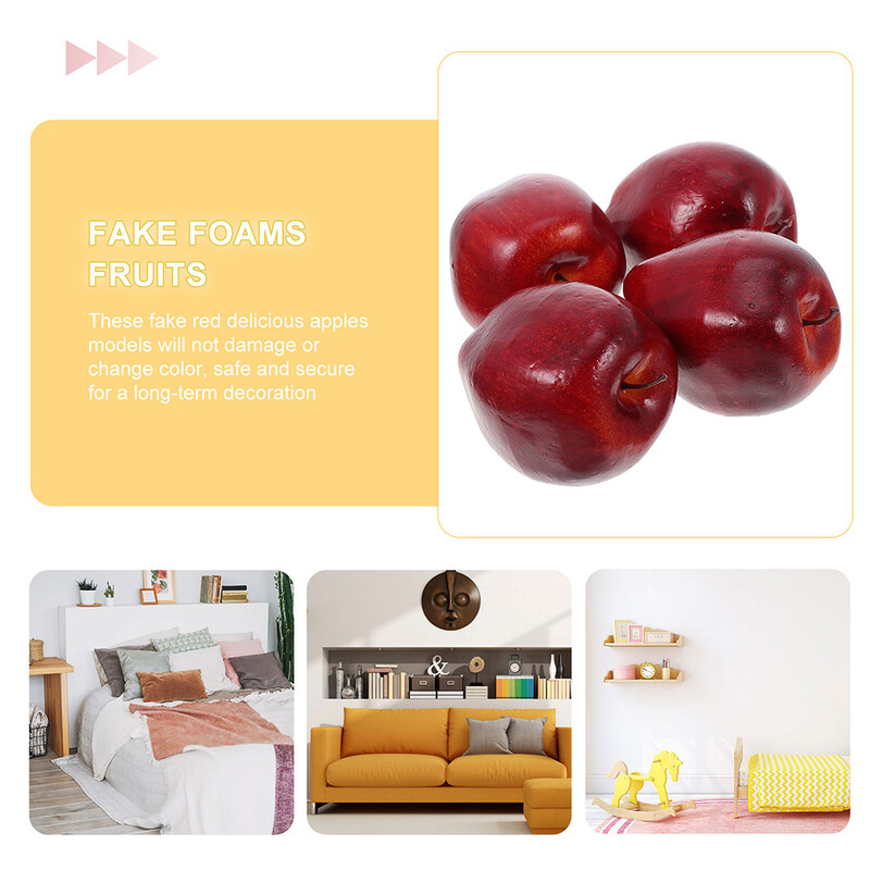 6 bucăți simulare șarpe roșu fructe model spumă mere spume decor de Crăciun centre de piese artificiale recuzită fals