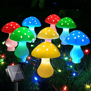 LED Solar Mushroom Light Εξωτερικό αδιάβροχο Fairy Light Solar String Light Pathway Λαμπτήρα γκαζόν Πασχαλινό Χάλοουιν Χριστουγεννιάτικη διακόσμηση κήπου