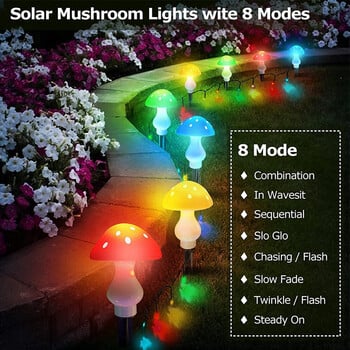 LED Solar Mushroom Light Εξωτερικό αδιάβροχο Fairy Light Solar String Light Pathway Λαμπτήρα γκαζόν Πασχαλινό Χάλοουιν Χριστουγεννιάτικη διακόσμηση κήπου