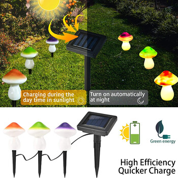 LED Solar String Light Outdoor IP65 Αδιάβροχα Φωτάκια Μανιταριών Fairy Light Garland for Garden Patio Pathway Decoration Landscape