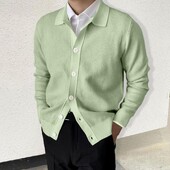 Rudens džemperis Bouncy Knit silts mīksts elastīgs atloks Vīriešu džemperis jaka Vīriešu rudens džemperis darbam