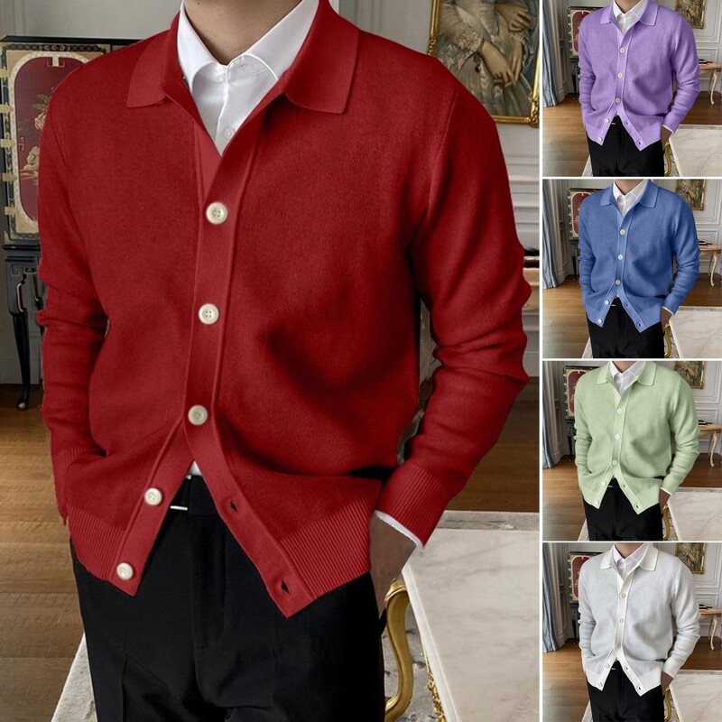 Rudens džemperis Bouncy Knit silts mīksts elastīgs atloks Vīriešu džemperis jaka Vīriešu rudens džemperis darbam