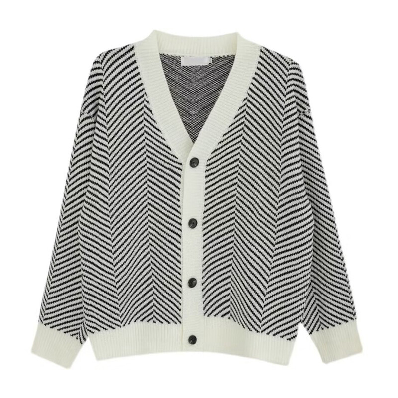 Sötét ikonos kardigán pulóver Férfi V-nyakú, túlméretezett geometrikus férfi pulóver Őszi alkalmi vintage férfi pulóver kötöttáru felsőruházat