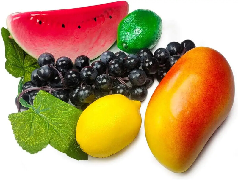 Mākslīgie augļi mājas dekorēšanai, viltotas zemenes, mango, banāni, ballīte, Ziemassvētki, modelis fotosesijai, 14 datori/komplekts