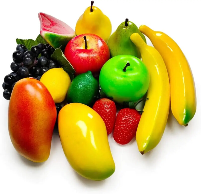 Mākslīgie augļi mājas dekorēšanai, viltotas zemenes, mango, banāni, ballīte, Ziemassvētki, modelis fotosesijai, 14 datori/komplekts