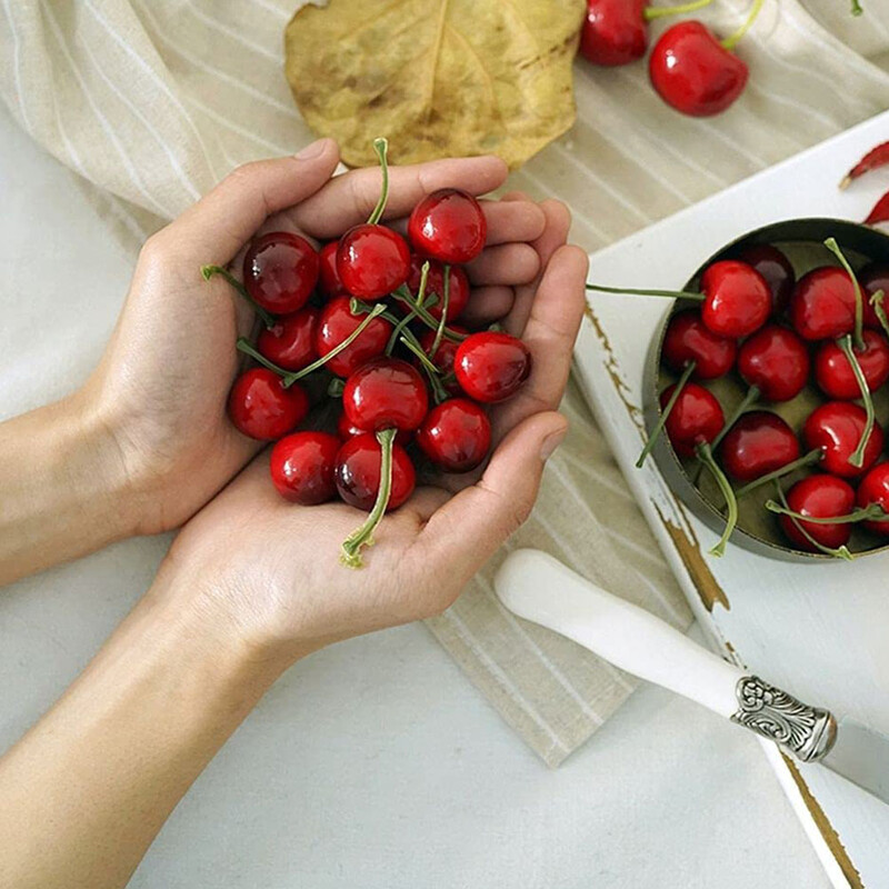 40 gab Ornamenti Kūka Pārtika Rotaļlietas Ķirši Ķirši Foto Rekvizīti Mājas Dekorācija Plastmasas Putas Viltus Mākslīgās