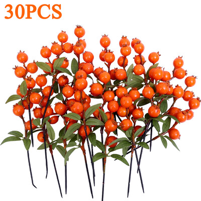 30/10/5gab. Simulēts mazs granātābols ar 4 galviņām mākslīgo augļu augu mājas dzīvojamās istabas dekorēšana Jaungada sarkanā pundurkociņa dekorācija