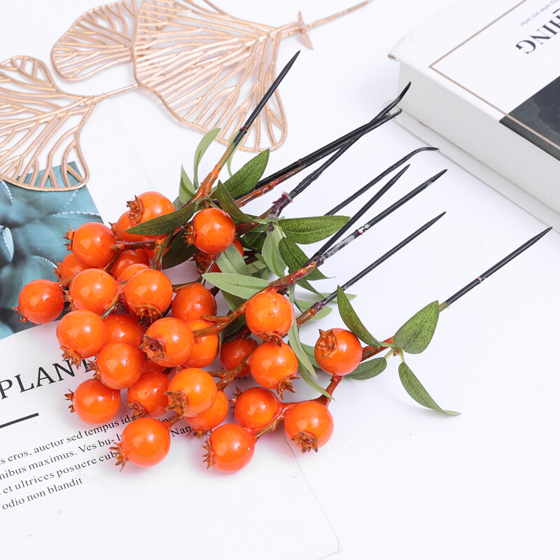 30/10/5gab. Simulēts mazs granātābols ar 4 galviņām mākslīgo augļu augu mājas dzīvojamās istabas dekorēšana Jaungada sarkanā pundurkociņa dekorācija