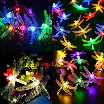 Solar String Light 8 Modes LED Λαμπτήρας κήπου Dragonfly Αδιάβροχα Φωτάκια Τοπίου Για Γάμος Εξωτερικής Χώρας στην αυλή Διακοσμήσεις εορτών