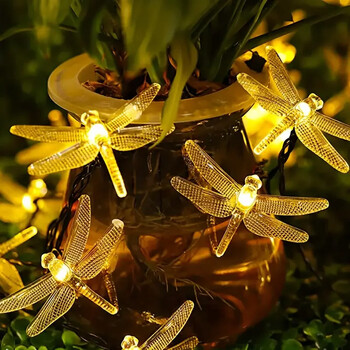 Solar String Light 8 Modes LED Λαμπτήρας κήπου Dragonfly Αδιάβροχα Φωτάκια Τοπίου Για Γάμος Εξωτερικής Χώρας στην αυλή Διακοσμήσεις εορτών