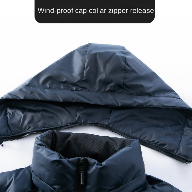 Vīriešu ziemas jaka modes spilgta seja ūdensizturīga grafēna silta kokvilnas jaka džentlmeņu ikdienas aukstumizturīga parka ar kapuci