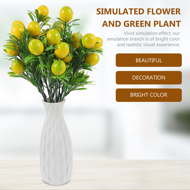 2 komada umjetne grane limuna Ukrasi od umjetne stabljike limuna Dekori za punjenje vaze od lažnih grana voća