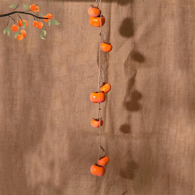 Simuliacinis persimonų vaisius su šerkšno vaisių šakele Pakabinamas lubų dekoras Lapai netikras dekoras Plastikas gyvas dirbtinis