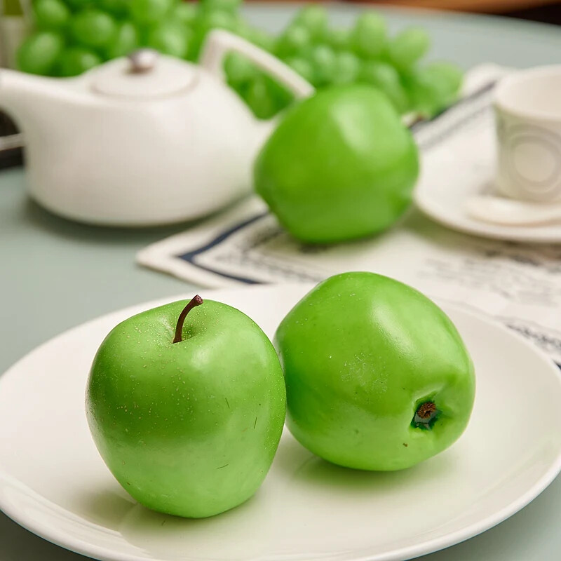 1vnt 7×8cm dirbtiniai žali obuoliai netikrų vaisių piešinys modelis namų dekoravimui fotografijos rekvizitai dirbtinis obuolio žalias gyvatės vaisius