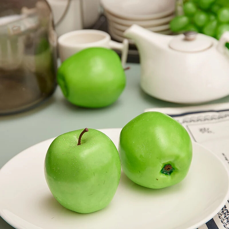 1vnt 7×8cm dirbtiniai žali obuoliai netikrų vaisių piešinys modelis namų dekoravimui fotografijos rekvizitai dirbtinis obuolio žalias gyvatės vaisius