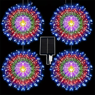 480 LED piekaramā saules uguņošanas gaisma āra zvaigžņu uzliesmojuma gaisma, ūdensnecaurlaidīga 8 režīmu pasaku gaismas ar attālu pagalma ballīšu dārzu