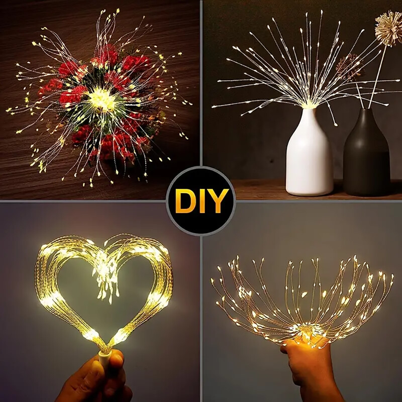 480 LED piekaramā saules uguņošanas gaisma āra zvaigžņu uzliesmojuma gaisma, ūdensnecaurlaidīga 8 režīmu pasaku gaismas ar attālu pagalma ballīšu dārzu