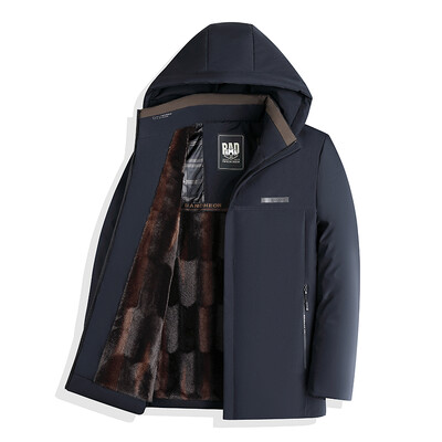 Muške jesenske modne ležerne parke muške zime nove tople debele parke od flisa muške vodootporne parke s kapuljačom i ovratnikom kaput