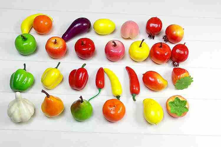 20gab Mini Mākslīgie Augļi Pārtika Dārzeņi Viltus āboli Persiki Apelsīni Bumbieri Citroni Ķirši Mango Čilli Kartupeļi Kukurūza Ķirbis Burkāns