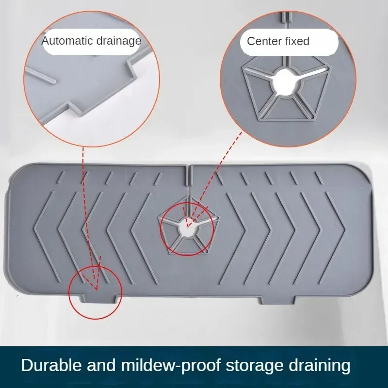 Izlietnes šļakatu paliktnis Darba virsmas aizsargs Vannas istabas paklājiņi Kvadrātveida silikona jaucējkrāna paklājiņš Ūdens Ripples Virtuves jaucējkrāns Ūdens savācējs Paklājiņš