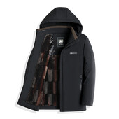 Siltas lietišķas ikdienas kabatas Vīriešu apģērbi Vīriešu jakas Vēja necaurlaidīgs ziemas mētelis Vīriešu ar biezu kapuci Parka jaka ar garām piedurknēm