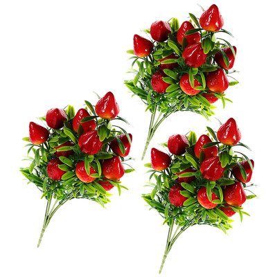 Zemeņu Mākslīgie Viltoti Mākslīgie Zemenes Augļu cērmes Rekvizīti Kātu noformējums Dekorācijas Augļi Ornaments Kāzu Plastmasas Dekors